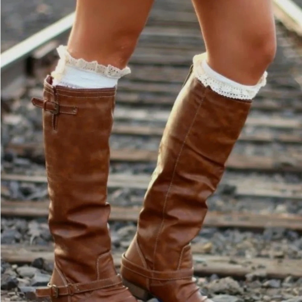 Breckelles Cognac Brown Over-The-Knee Riding Boots